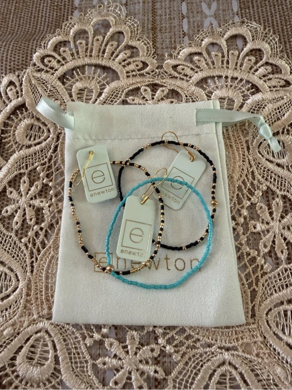 Enewton Turquoise-Onyx & Gold Luster 3 Pc Set!